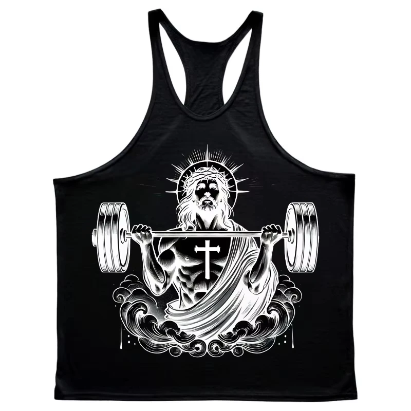 Men's Zeus God of Thunder Graphic Stringer Vest Gym Fitness Racerback Tank Top Breathable Stylish for Bodybuilding & Workout