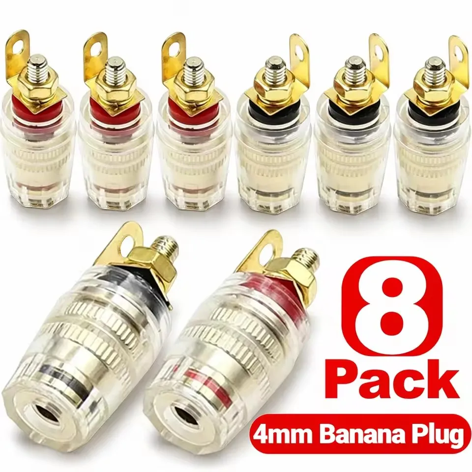 2/4//8Pcs 4mm Banana Plug Socket Pure Copper Speaker Terminal Binding Post Low Frequency Amplifier Connector for Loudspeakers