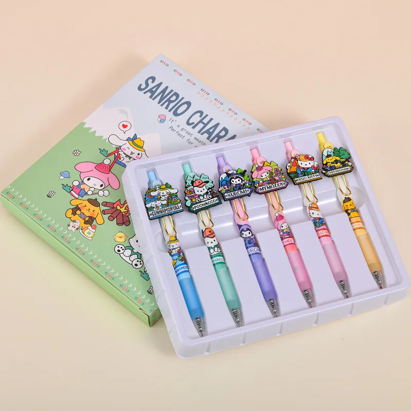 Sanrio Cartoon Gel Pen Hellokitty Kuromi Mymelody Pachacco 0.5mm Black School Supplies Stationery Wholesale Birthday Gifts