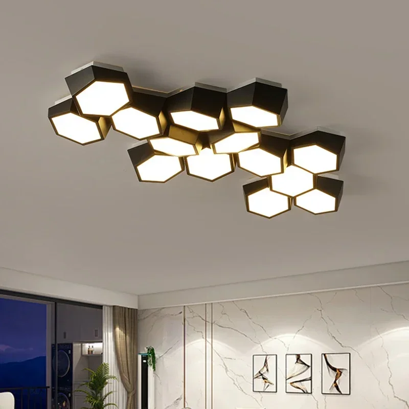 

Nordic Designer Creative Honeycomb Ceiling Lamp Modern Geometric LED Alloy Bedroom Living Room Home Decorative Lighting Fixtures