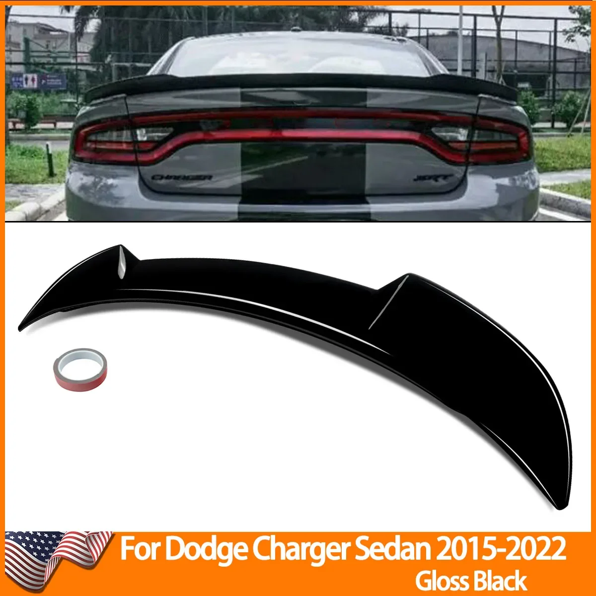 

For Dodge Charger Trunk Spoiler Gloss Black 2015+ Duckbill Style SRT GT RT SXT