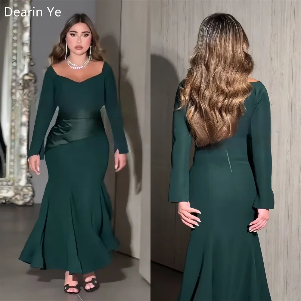 

Customized Formal Gown Prom Dearin Ye Square Collar Mermaid Ankle Length Skirts Draped Bespoke Occasion Dresses Saudi Arabia Eve