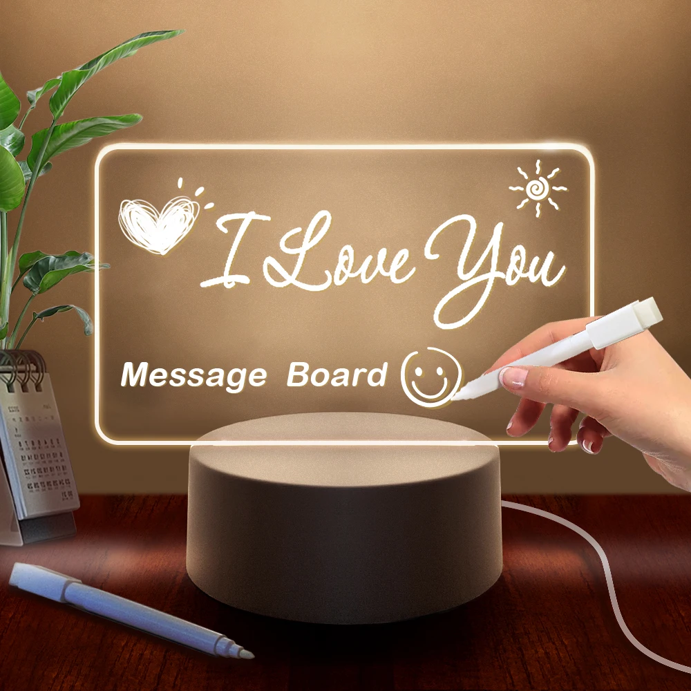 Creative LED Night Light Note Board Message Board with Pen USB Power Decor Night Lamp Gift for Children Decoration Night Lamp