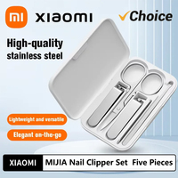 XIAOMI Mijia Nail Clipper Five-Piece Set White High-Quality Stainless Steel Magnetic Absorption Simple Five-Piece Set Portable