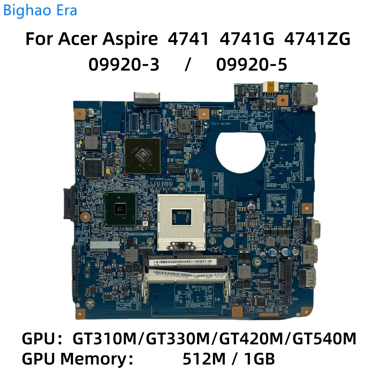 

09920-3 09920-5 For Acer Aspire 4741 4741G 4741ZG Laptop Motherboard With HM55 Chipset GT310M GT330M GT420M GT540M 512MB/1GB-GPU