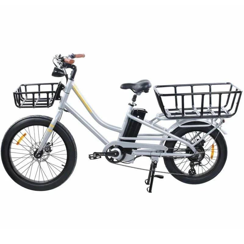 vintage china 24'' electric ultra cargo ebike fat tire electr bicycle 500w motor with basket load goods