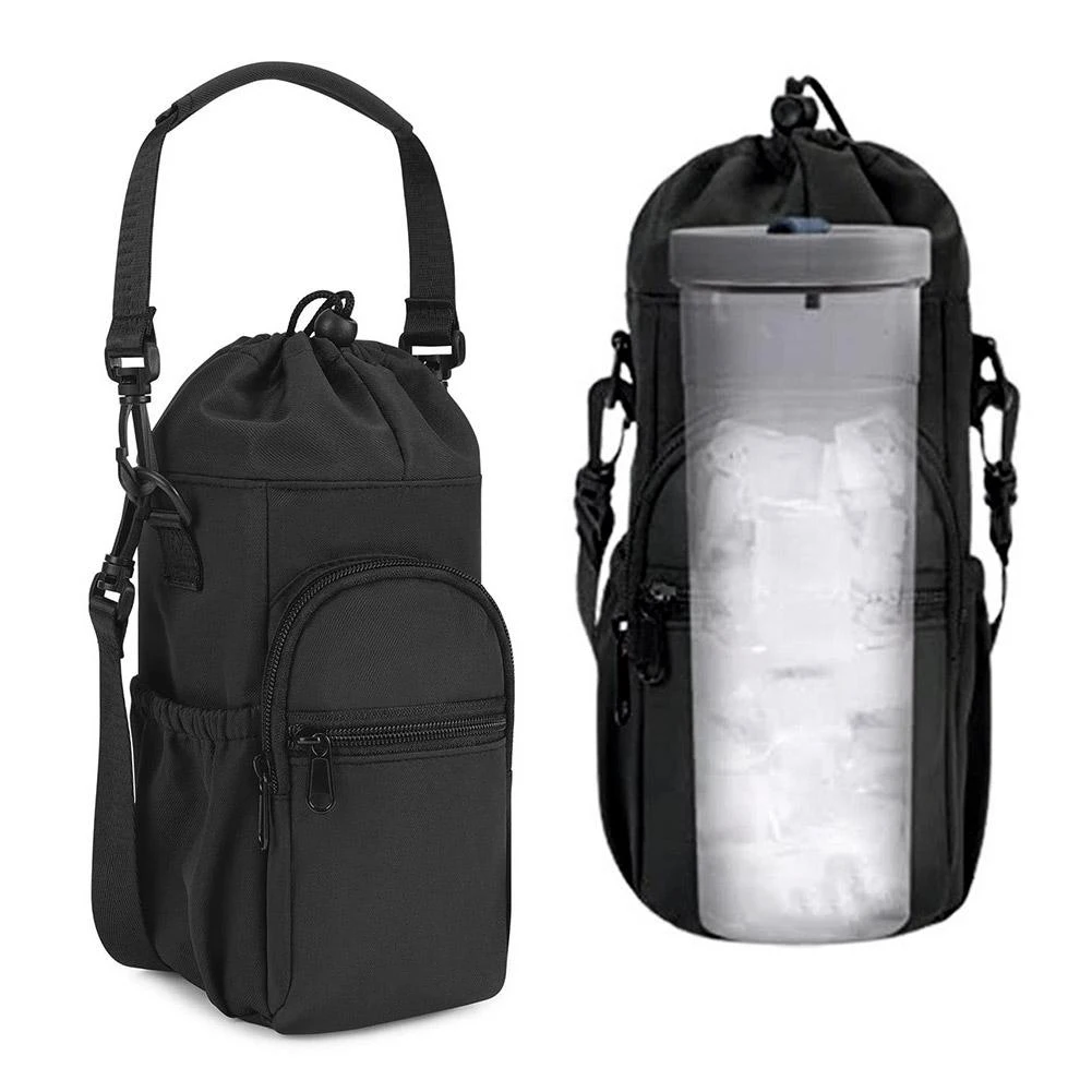 32oz 40oz Insulated Water Bottle Carrier Sling Bag with Phone Pocket Crossbody Gym Bag Water Bottle Holder with Adjustable Strap
