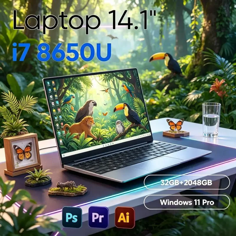 

Designed for Daily Use,14.1 Inch Portable Laptop Adopts I7-8650U. 16GB/32GB and Win11 System Bring Great Convenience to Work