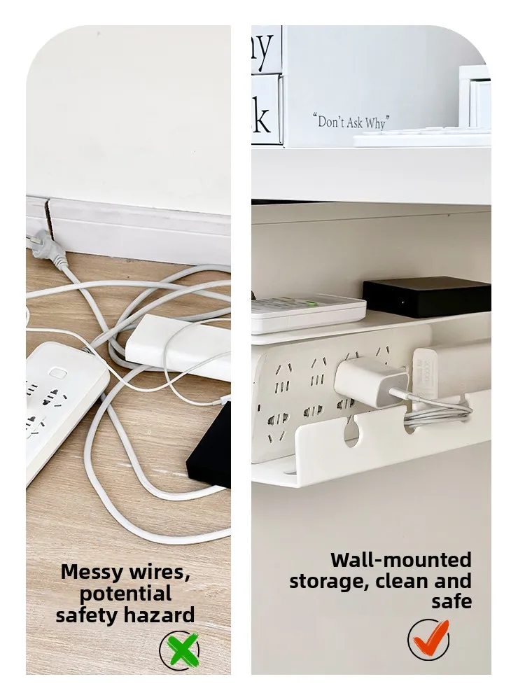Office Desk Cable Organizer Box Router Cable Management Holder No Drilling Wire Storage Box Fixed Cable Routing System