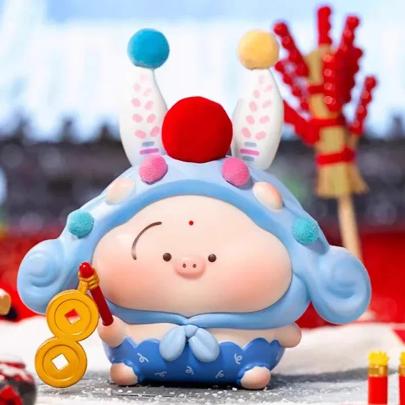 

Sweet Treasure Pigle Five Blessings Pig Treasure Series Blind Box Anime Figure Ornament Figurines Desktop Dolls Model Girls Gift