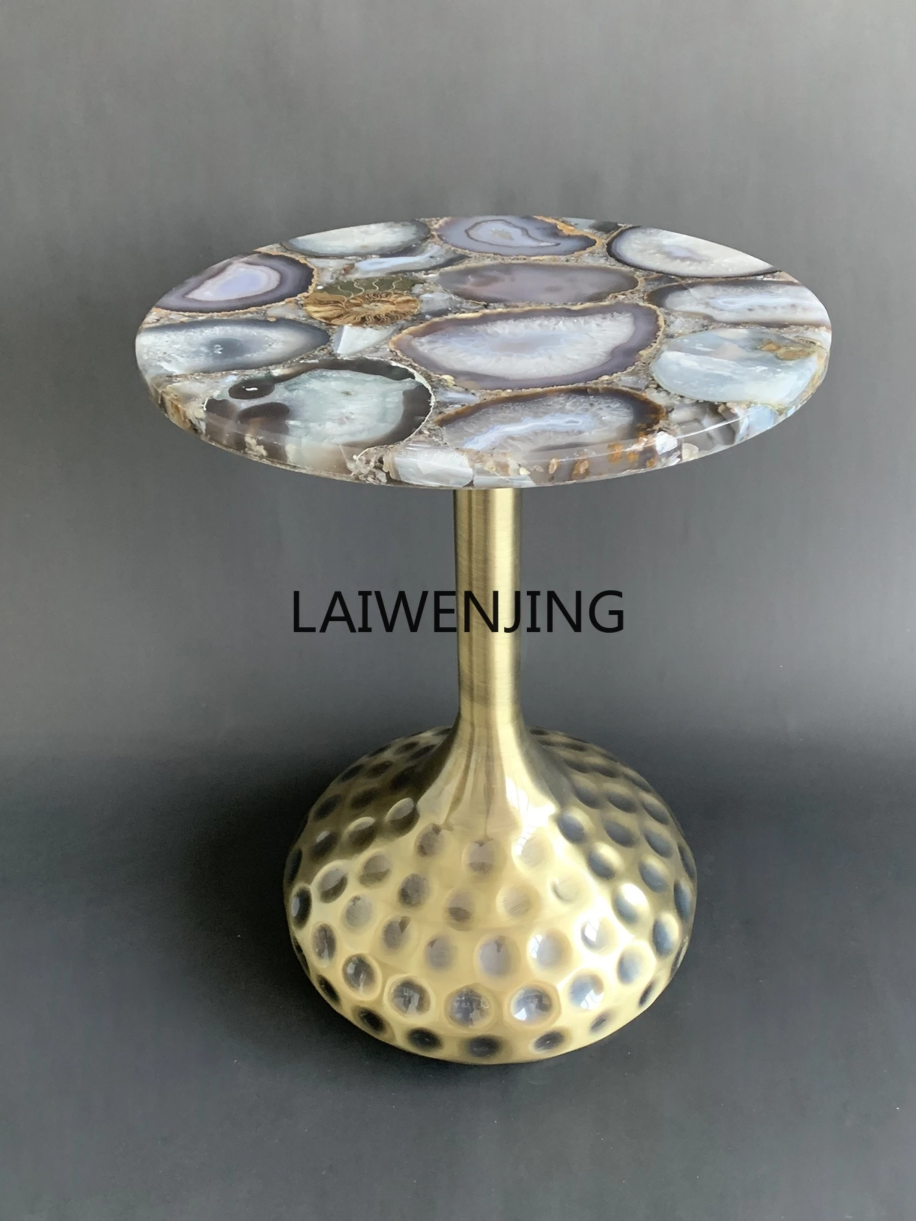 MJY light luxury natural agate conch fossil jade pure copper coffee table