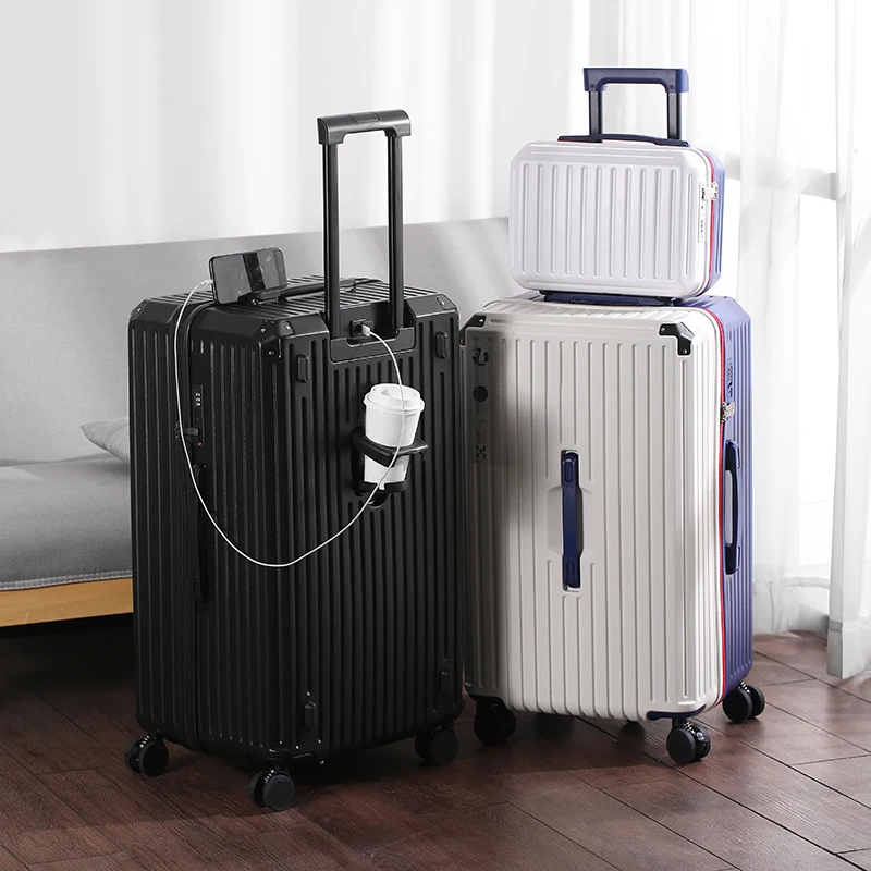 Combination Suitcase, Portable Large-Capacity Trolley Case, Multi-Function Vertical Hook, USB Charging Port Suitcase