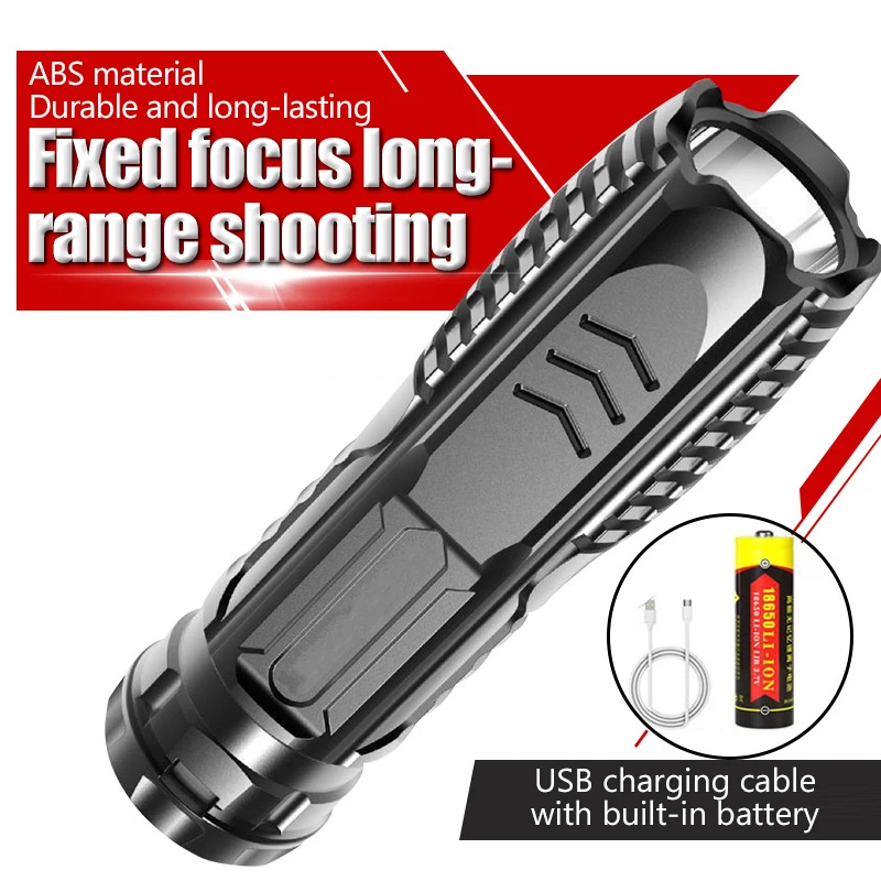 Portable Powerful LED Flashlight USB Rechargeable Torch Hand Lamp Light Flashlight Tactical Lantern Long Shot Olight For Camping