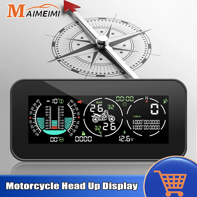 

F3 Motorcycle Head Up Display Motor Speed Tachometer Slope Meter Tire Pressure Monitor GPS Speedometer Overspeed Warning Alarm