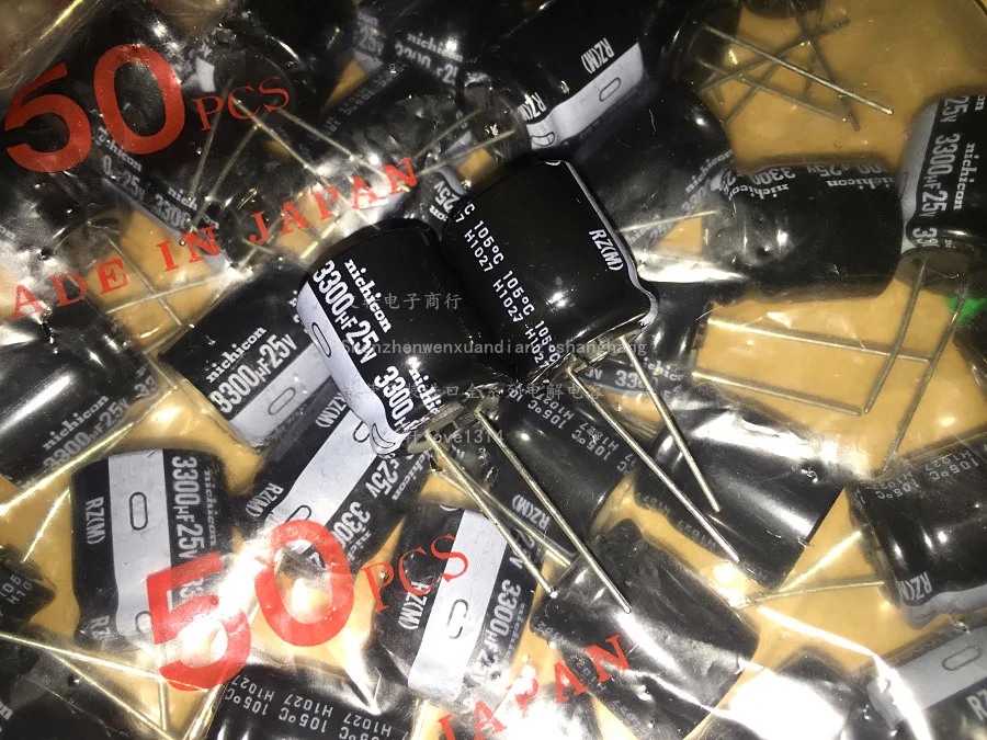 

10pcs 3300uF 25V NICHICON RZ Series 18x20mm High Ripple Current High Reliability 25V3300uF Aluminum Electrolytic capacitor