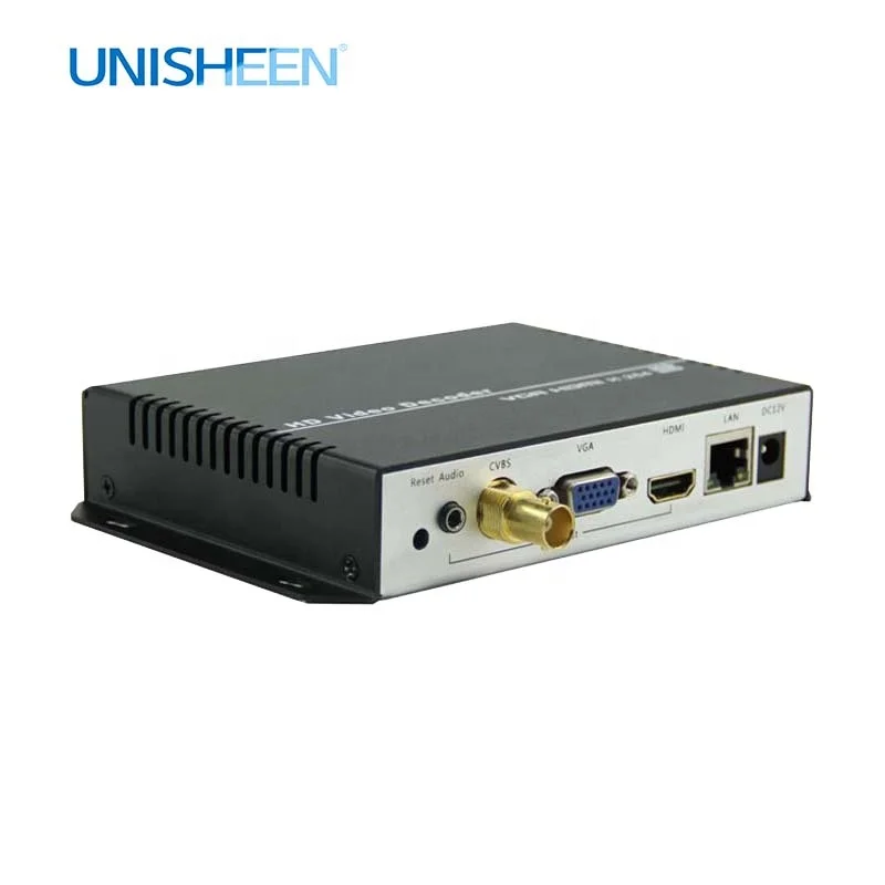 Unisheen 4K H.265 HEVC H.264 Video Decoder VGA HD MI CVBS BNC repleace topbox &PC transmitter IP encoder decoder