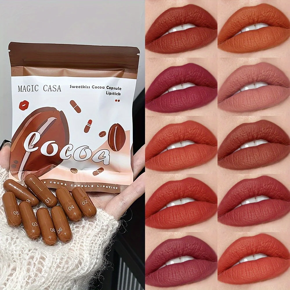 10-farbiges Kapsel-Lippenstift-Set mit natürlich lang anhaltenden matten Mini-Lippenstiften und Lipgloss