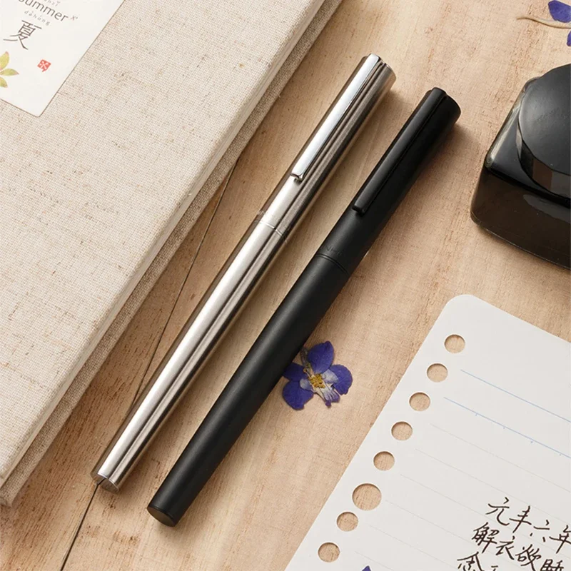 1pc Jinhao Fountain Pen Extra Fine/Fine Nib Stainless Steel Matte Black Full Metal Ink Pens for Writing School Office Stationery