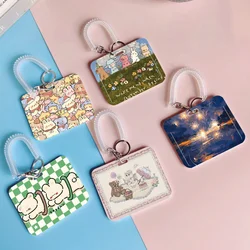 1pc Horizontal Card Holder, Ins Creative Cartoon Student ID Card Case With Elastic Cord For Meal Card, Bus Card, Work Card