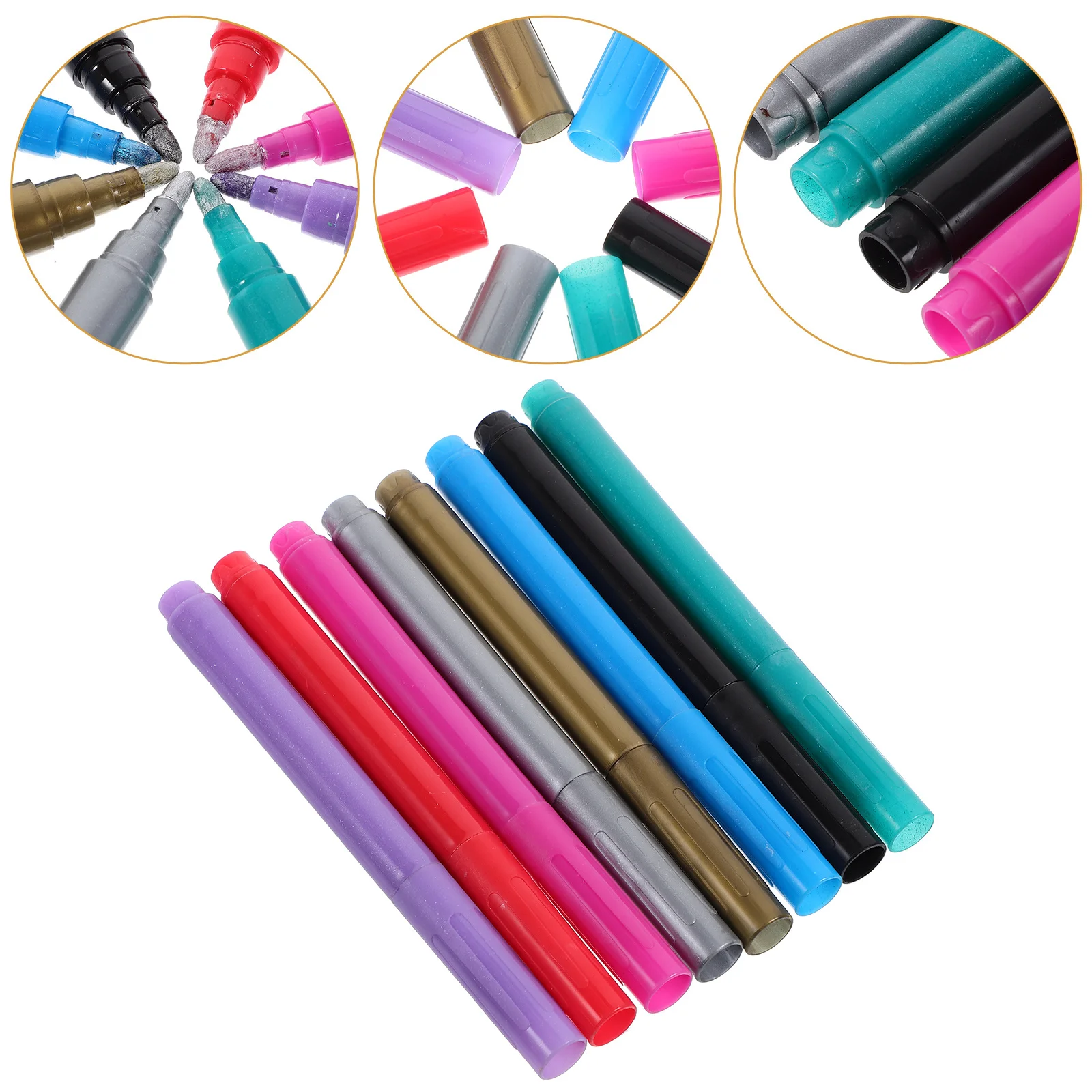 8Pcs Wine Glass Marker Pens Metallic Erasable Longlasting Paint Markers for Glass Ceramic Metal Wine Cup Markers
