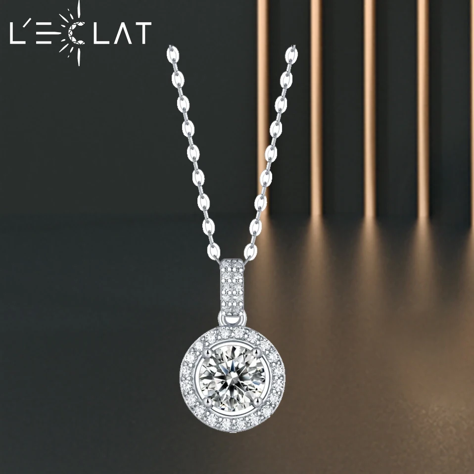 

LECLAT 0.5/2/3/5CT Moissanite Necklace for Women Simple Round Oval Chain Pendant For Women Wedding Jewelry S925 sterling silver