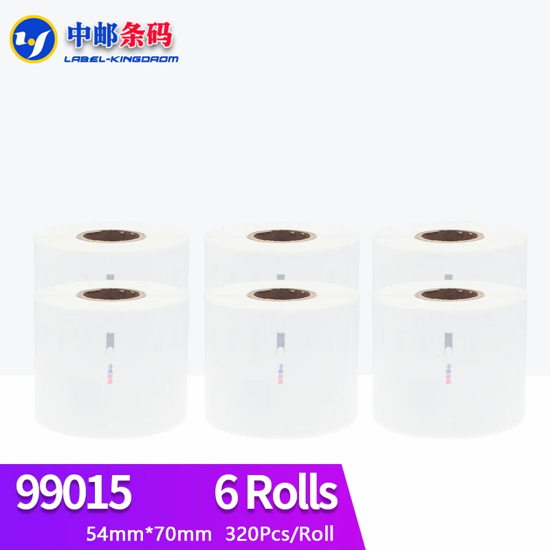 6 Rolls Generic Dymo 99015 Label 54mm*70mm 320Pcs White Compatible for LabelWriter 450Turbo 4XL Thermal Printer