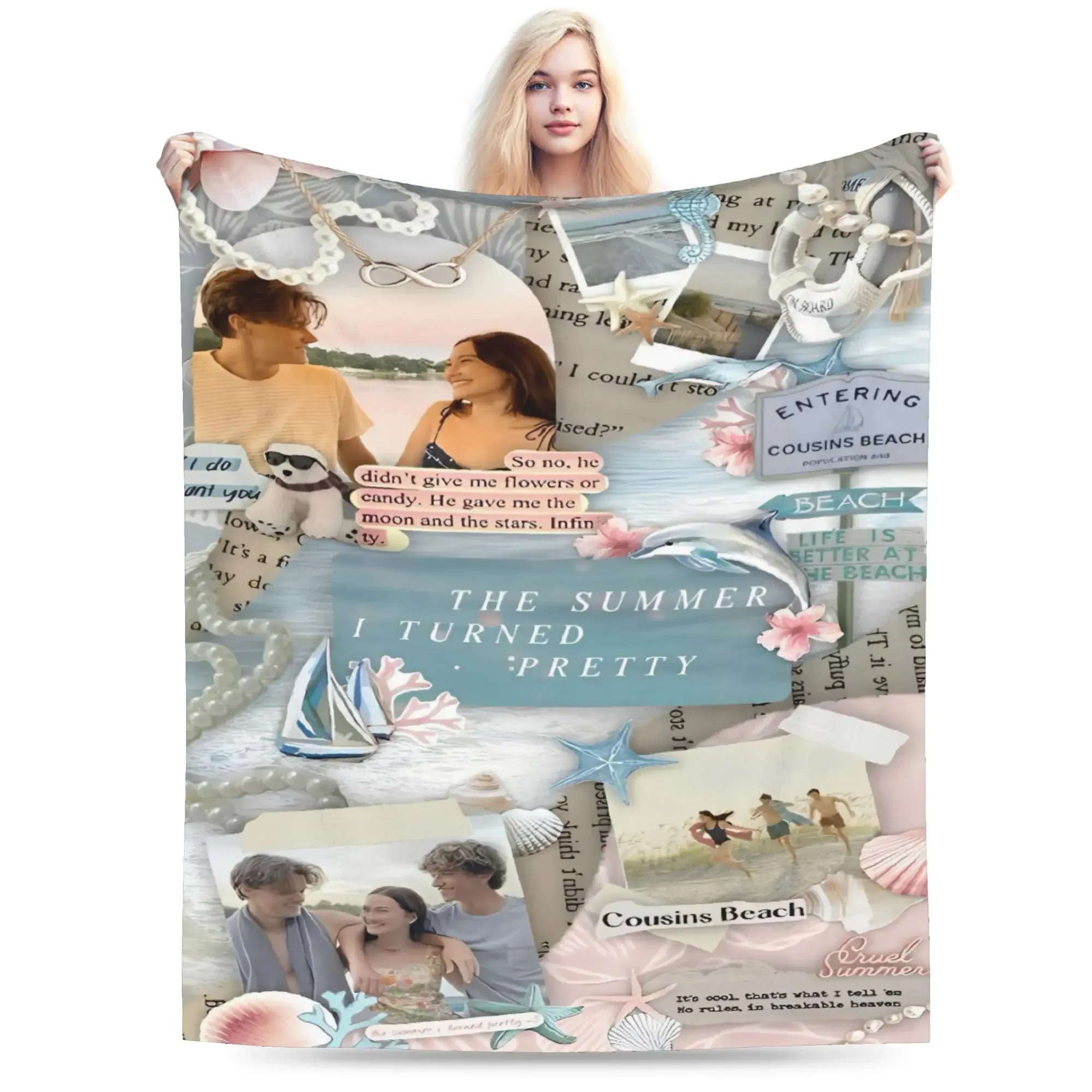 

TSITP Blanket Quality Warm Soft The Summer I Turned Pretty Throw Blanket Autumn Girls Boys Outdoor Aesthetic Bedspread