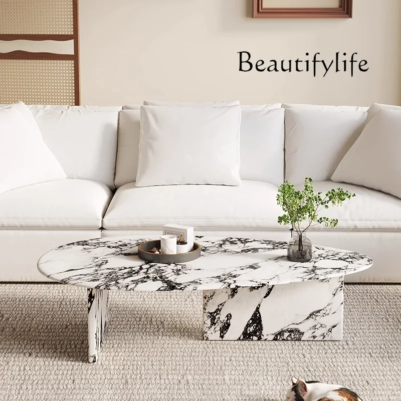 Vein Marble Irregular Shape, Luxury Small Living Room Centerpiece French Cream Coffee Table - Calacatta Gol