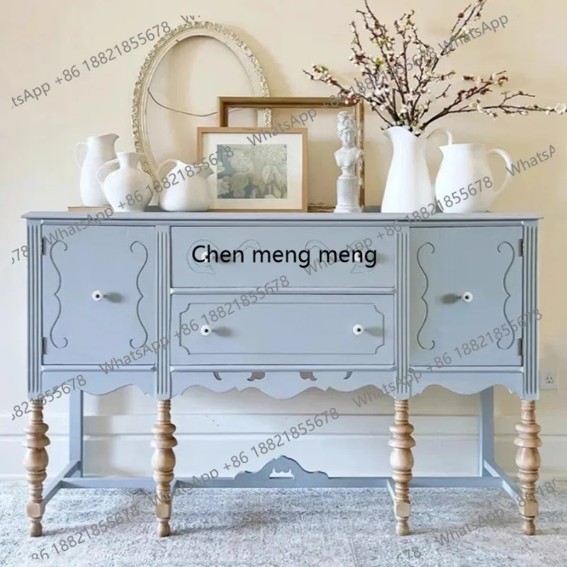 

French light luxury carved porch cabinet entry foyer decorative partition cabinet mobile side cabinet