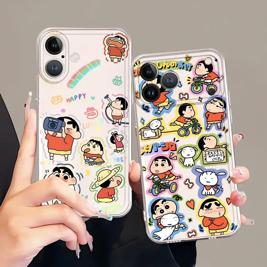 Funda Protectora para Teléfono con Diseño Colorido de Crayon Shin Chan para iPhone 17 Pro Max 14 Plus 7 8 XS Max 13 Pro Air 16 12 Mini XR 15 11