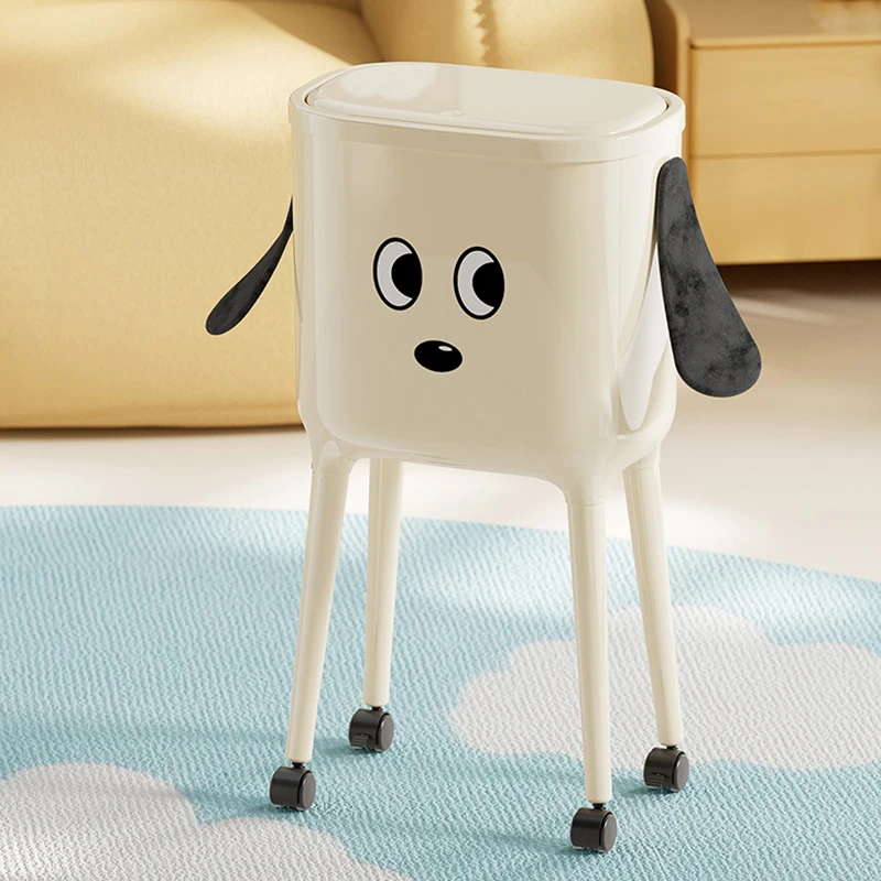 UFORU Cute Dog Shaped High Leg Trash Can, 360° Rotating Household Waste Basket for Bedroom Kitchen