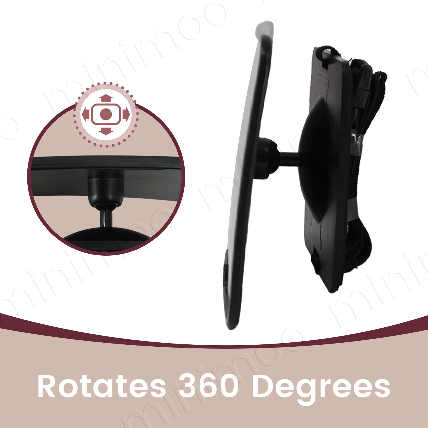 360 ° مرآة سيارة للأطفال قابلة للدوران مع تصميم عريض ومقاوم للكسر للمراقبة الآمنة للرضع ذو الوجه الخلفي #4