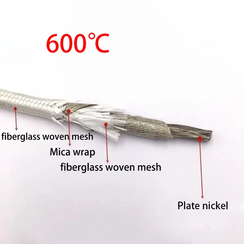 500 ℃ 600 ℃ 800 ℃ Mica filo ad alta temperatura rame puro/nichel singolo Core20/18/17/15/13/11/9AWG cavo riscaldante ignifugo