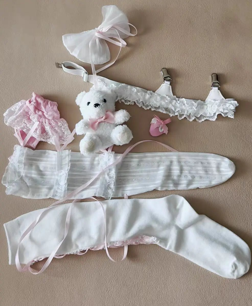 Lolita Stockings Bow Lace Ruffle Stockings Y2K Girl Socks Women Over Knee Socks Uniform Calf Sock Student JK Socks Leg Ring