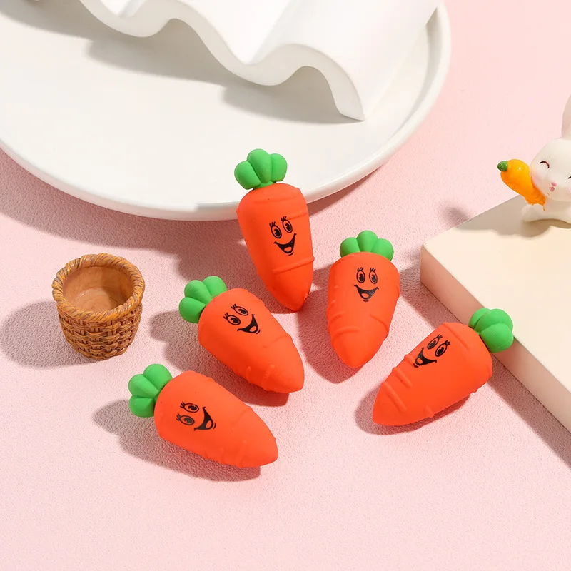Lovely Korean Version of Fruit Carrot Eraser Cartoon Creative Childrens Toy Removable 3D Cute Office School Supplies Kawai