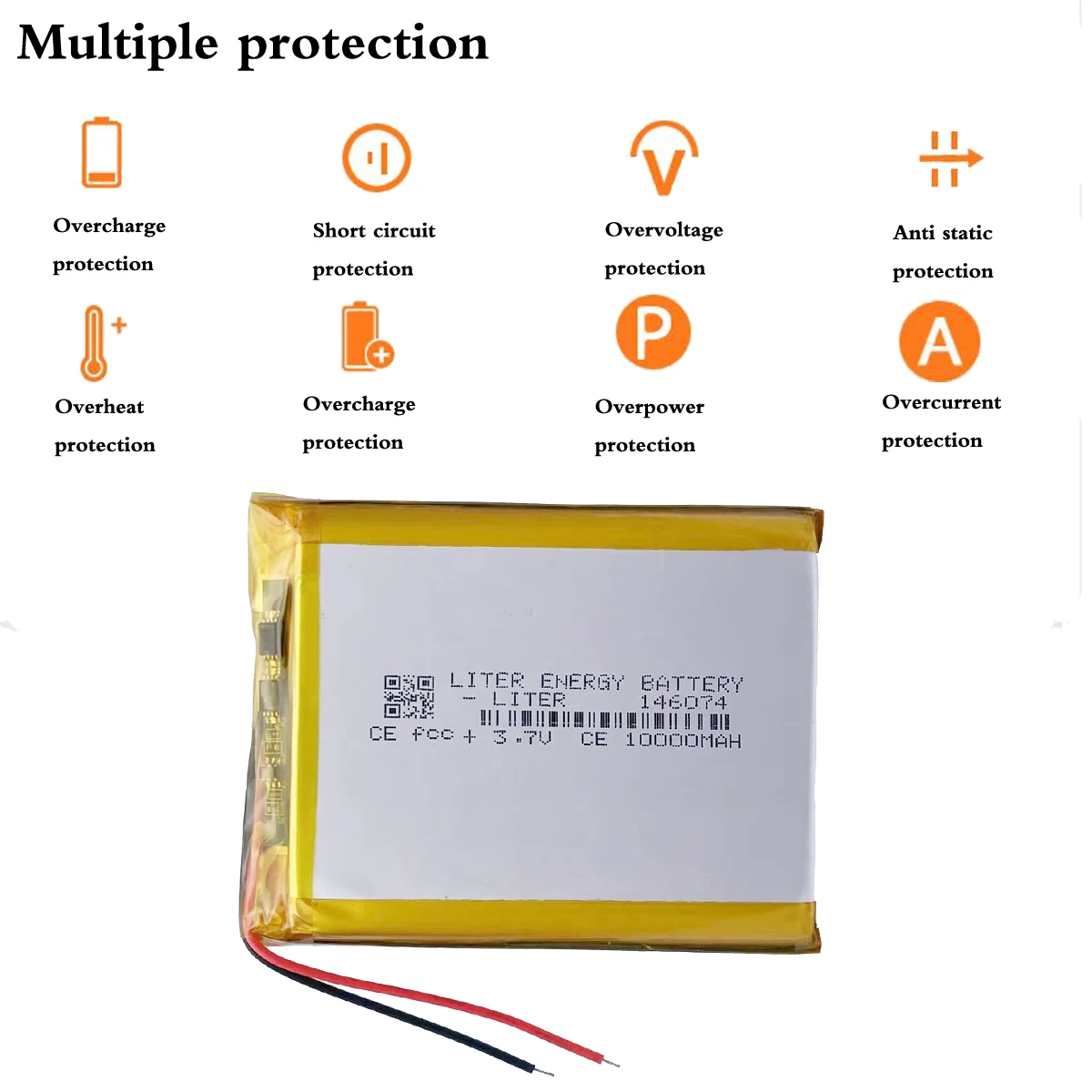 100% Brand new 3.7v 10000mah 146074 Rechargeable lithium polymer battery for Mobile power bank Solar energy