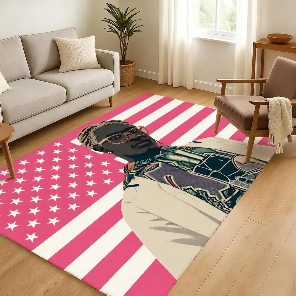American Singer Y-Young T-Thug Music Floor Mat Soft Thickened Absorbent Non-Slip Bedroom Living Room Door Mat Home Flannel Rugs