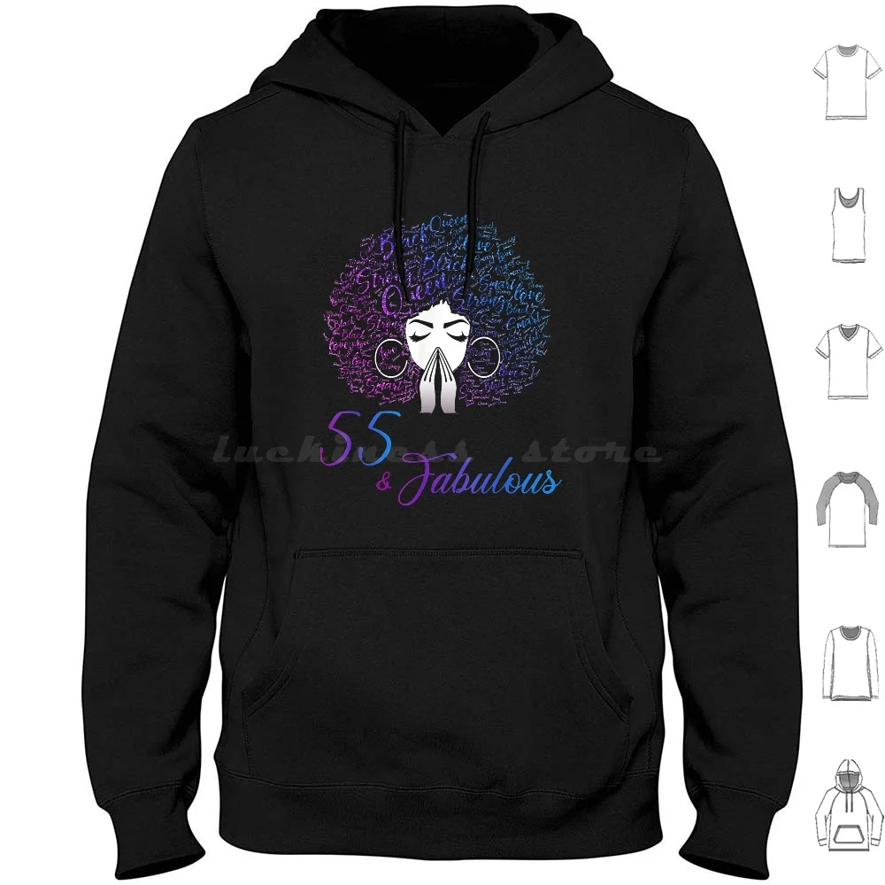 55 & Fabulous Afro Hair Black Women 55Th Birthday Gifts T-Shirt Hoodies Long Sleeve 55 Fabulous Afro Hair Black Women