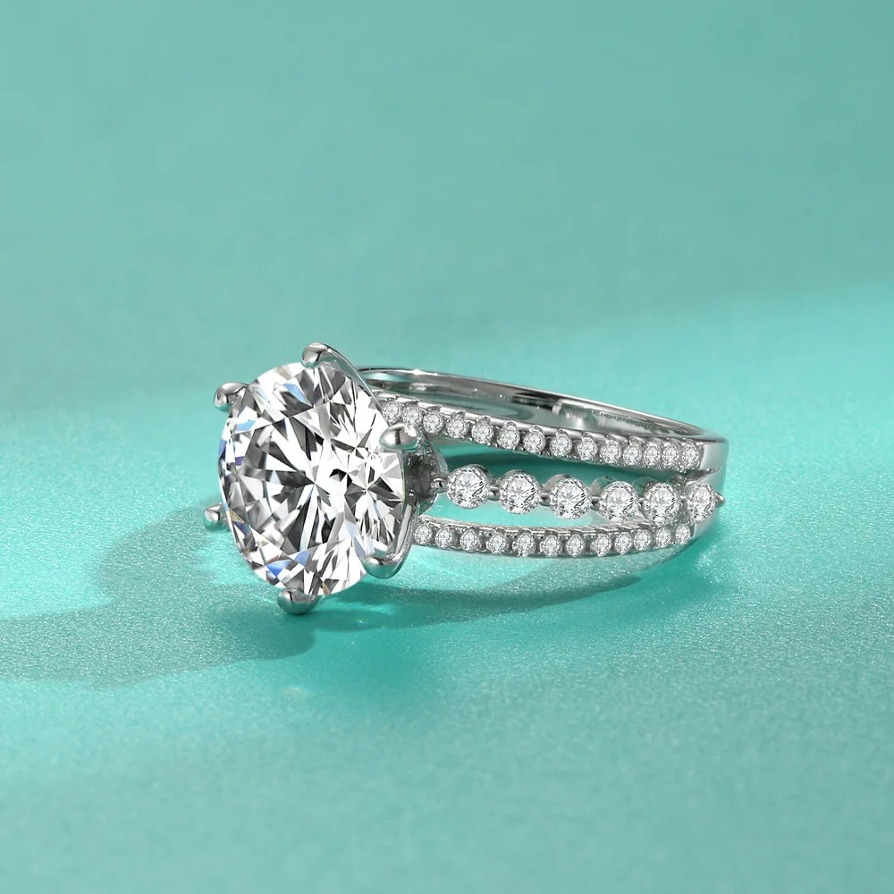 BIJOX STORY 925 Sterling Silver Ring 5 Carat Large Moissanite Wedding Bands Luxury Jewelry For Women
