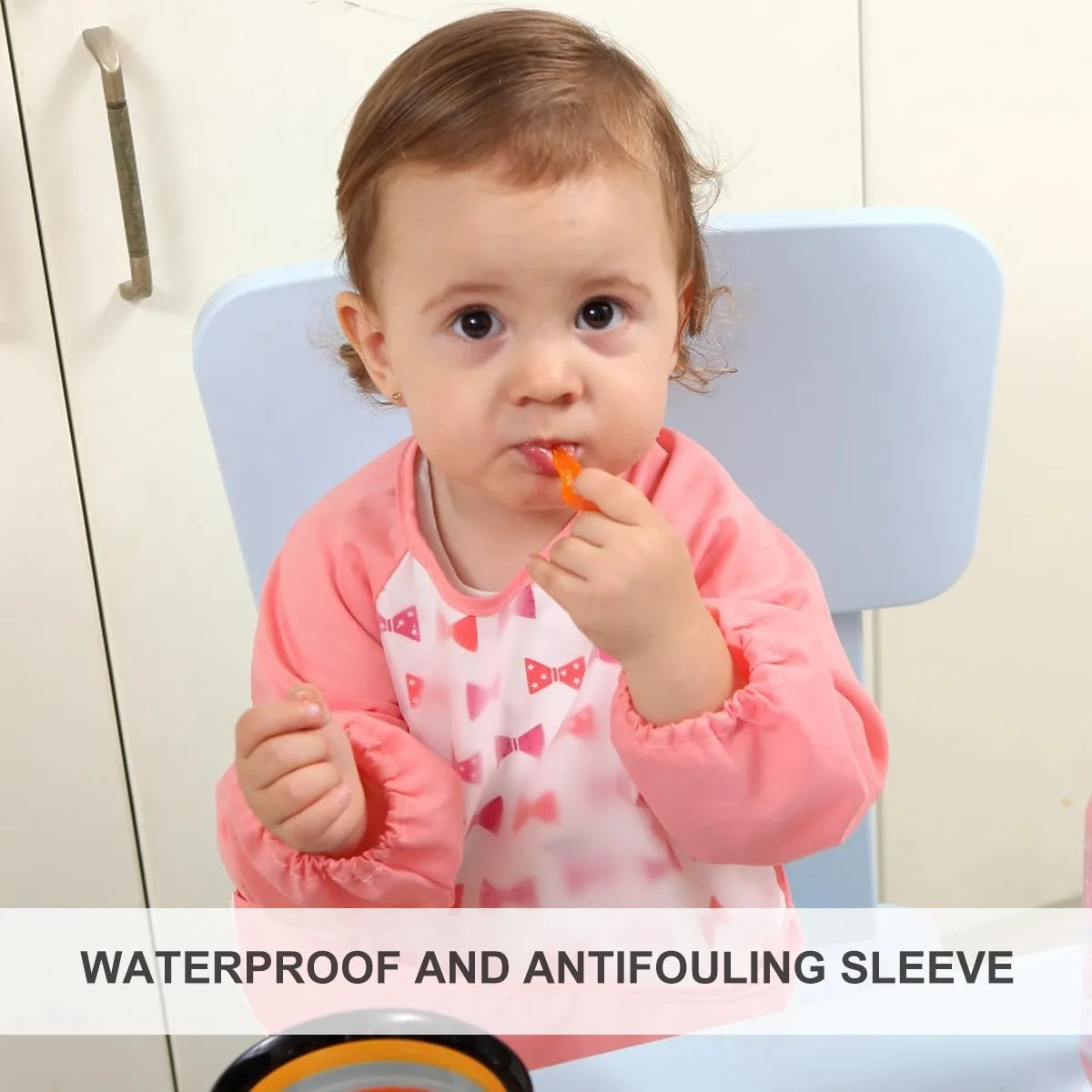 1Pcs Waterproof Eating Apron for Kids Polar Bear Pattern Adjustable Smock Protective Clothes Washable Blue Size M Smock