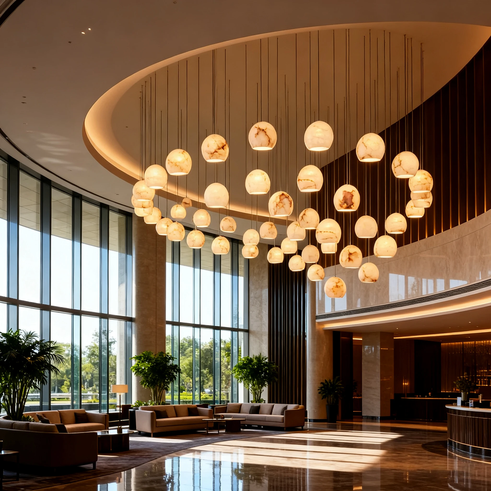 ثريا بريق رخامية إسبانية إسكندنافية حديثة، مصباح معلق على شكل أجهزة قابلة للتعتيم لبار الفيلا، ديكور عصري للسقوف