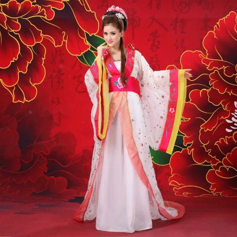 Vrouwen Hanfu Kostuum Dame Keizerlijke Prinses Jurk Chinese Trailing Fee Outfit Folk Dance Jurk Oude Tang Dynastie Kleding