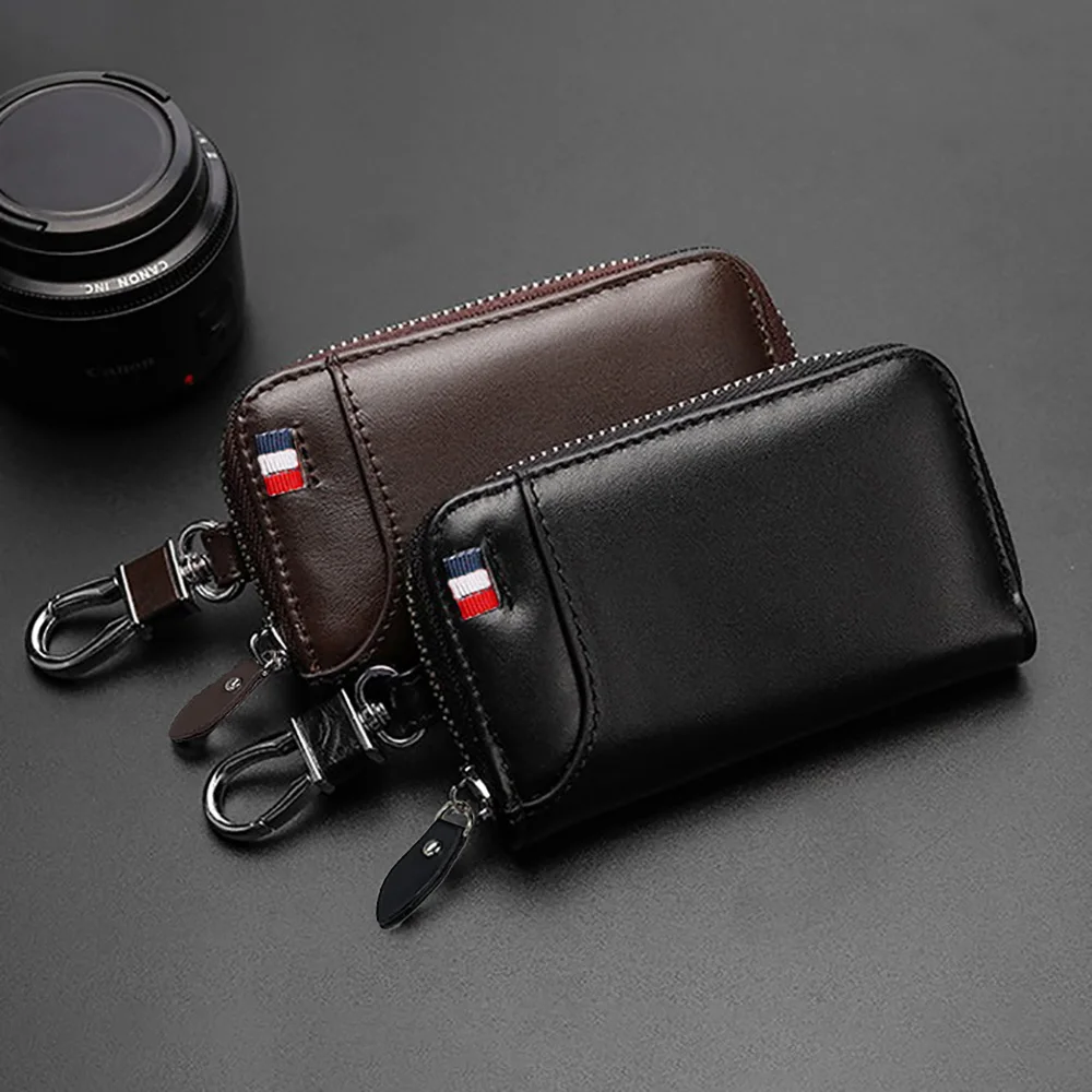 Zipper Key Case, Multi‑color, Car Key Holder with Card Slots, Portable Key Wallet for Men Business Daily Use