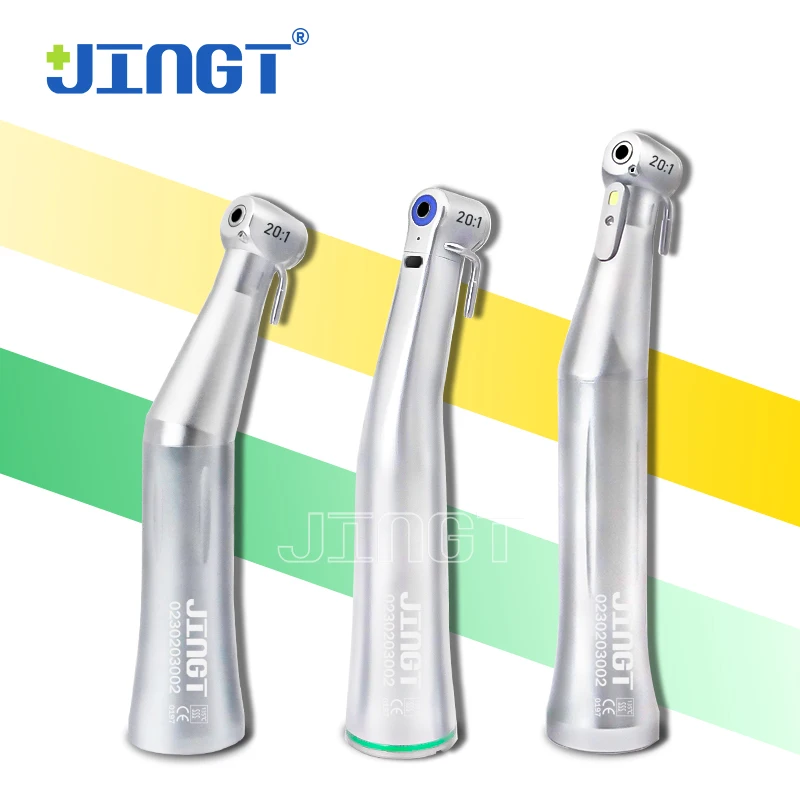 

JINGT Dental 20:1 Implant Contra Angle Series Dentist Therapy Handpiece Optional Normal/ LED/ Fiber Optic Reduction Hand Piece