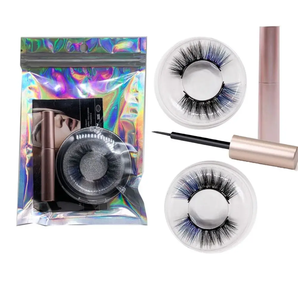 Hand-made Hand-made Magnetic Eyelash Fluffy Natural 5D Mink Lashes Reusable Colored False Eye Lashes Daily