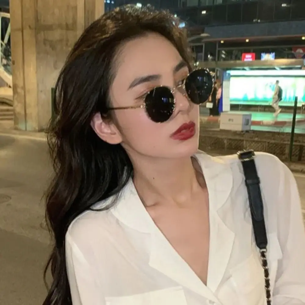 

Personality UV Protection Round Frame Sunglasses Trend Punk Ins Sunglasses Metal Korean Style Vintage Eyewear Holiday