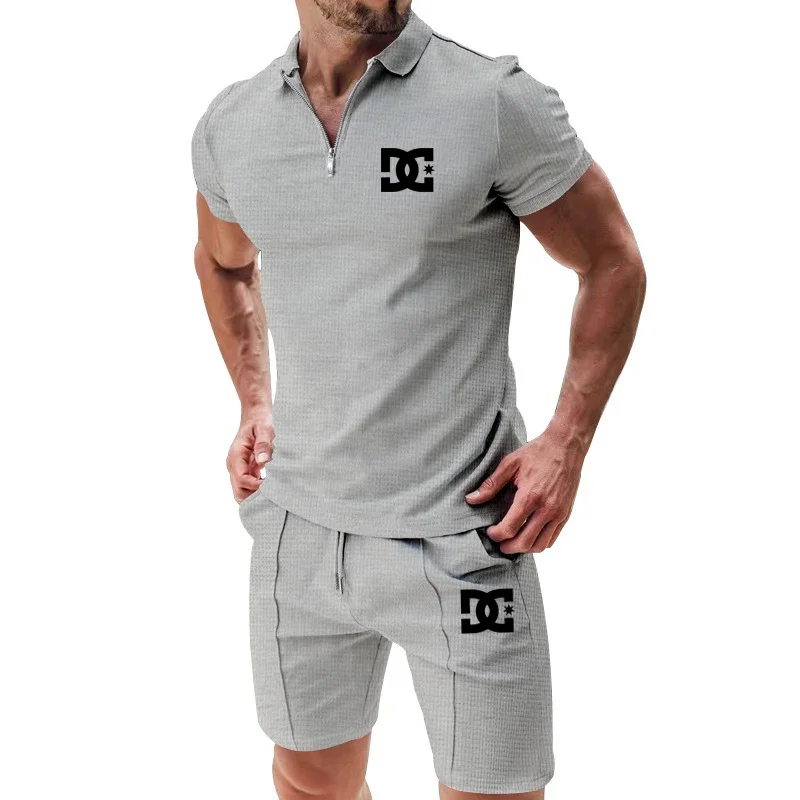 طقم سراويل رياضية صيفية جديدة للرجال بأكمام قصيرة لعام 2025، طقم جري مريح وقابل للتنفس، طقم غير رسمي #2