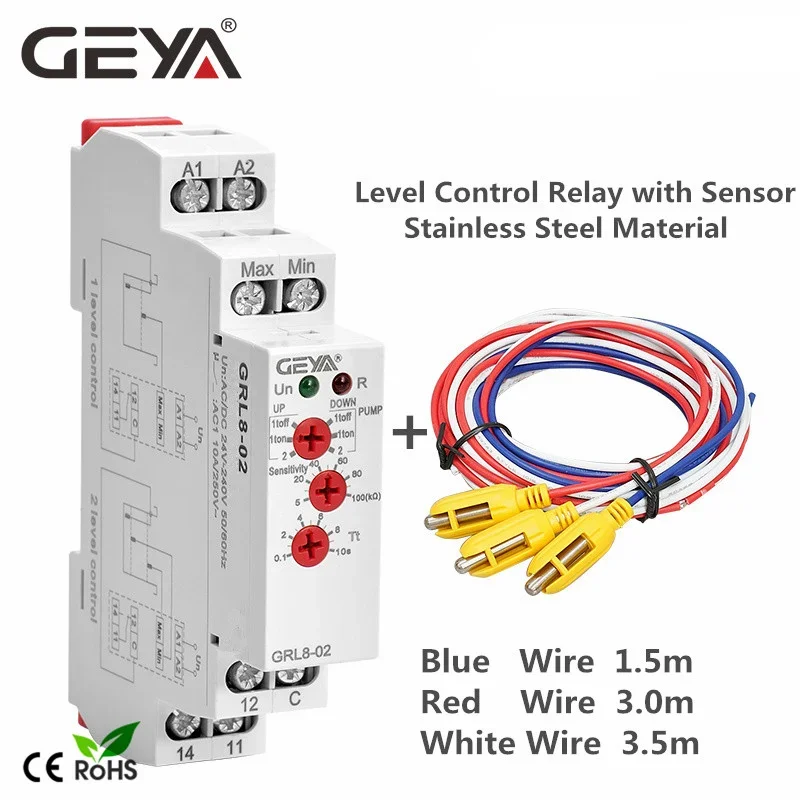 GEYA GRL8 Liquid Level Control Relay Electronic Liquid Level Controller 10A  AC/DC24V-240V