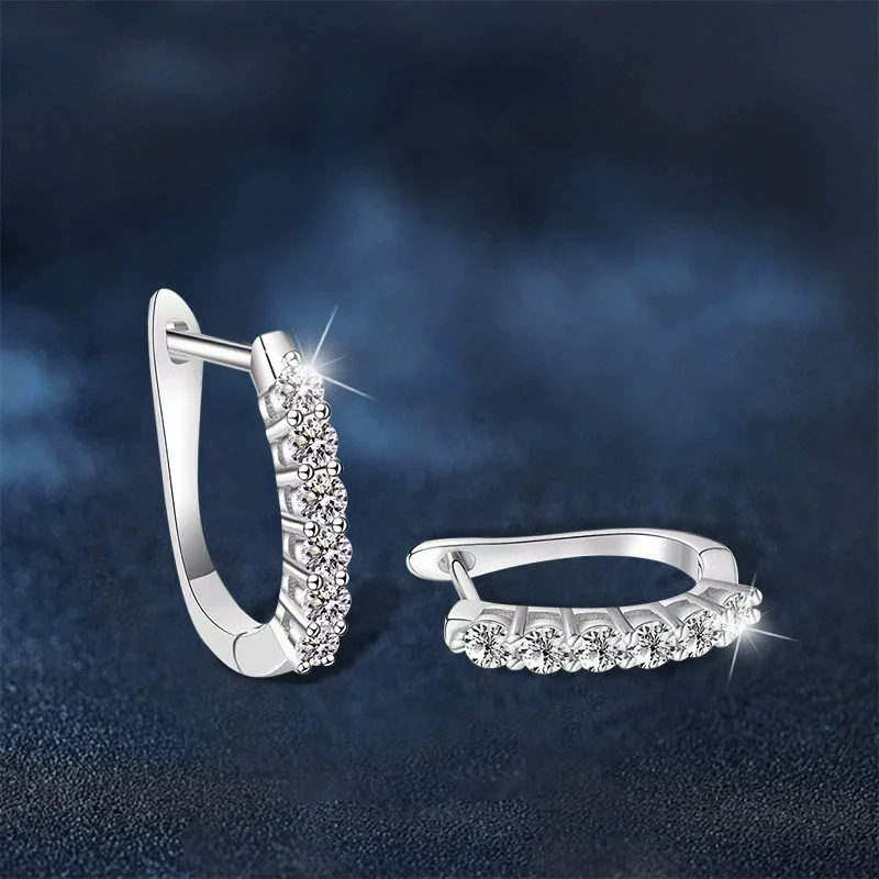 

ZFSILVER Fashion s925 Silver Moissanite Classic Trendy Design Shape Letter U Earrings For Women Accessories Jewelry Gifts XEZ020