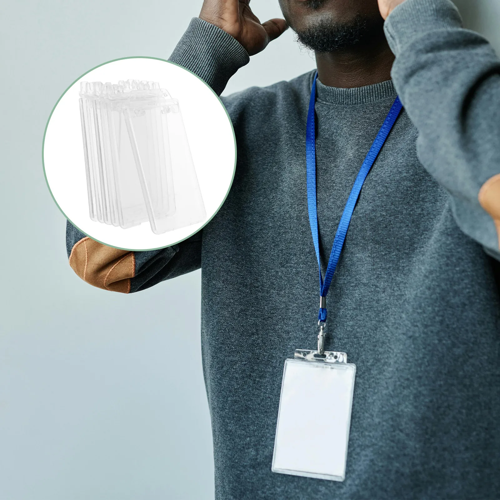 10Pcs Plastic Name Holder For Teacher Id Badge Holder Office Worker Vertical Clear Card Sleeve School